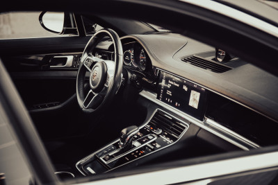 2018 Porsche Panamera 4S in Volcano Grey Metallic - View Through Passenger Window