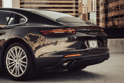 2018 Porsche Panamera 4S in Volcano Grey Metallic - Rear Driver Side Detail