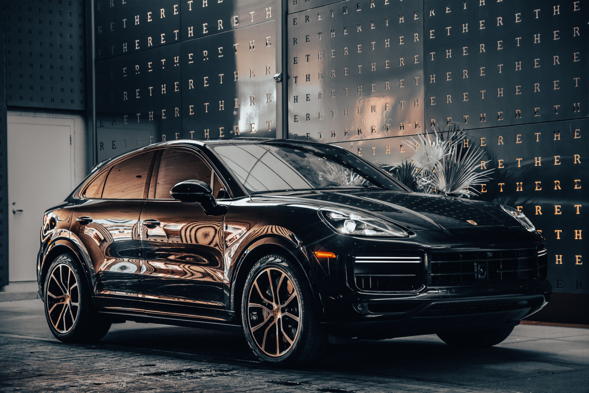 2021 Porsche Cayenne Turbo Coupe in Jet Black Metallic Front