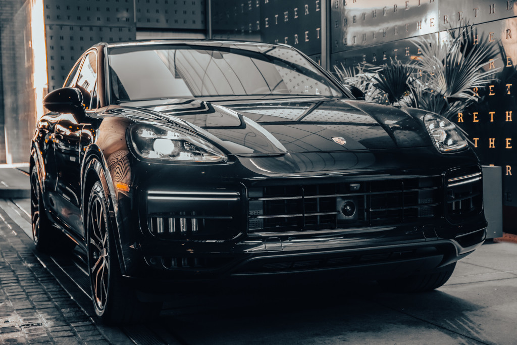 2021 Porsche Cayenne Turbo Coupe in Jet Black Metallic - Front View