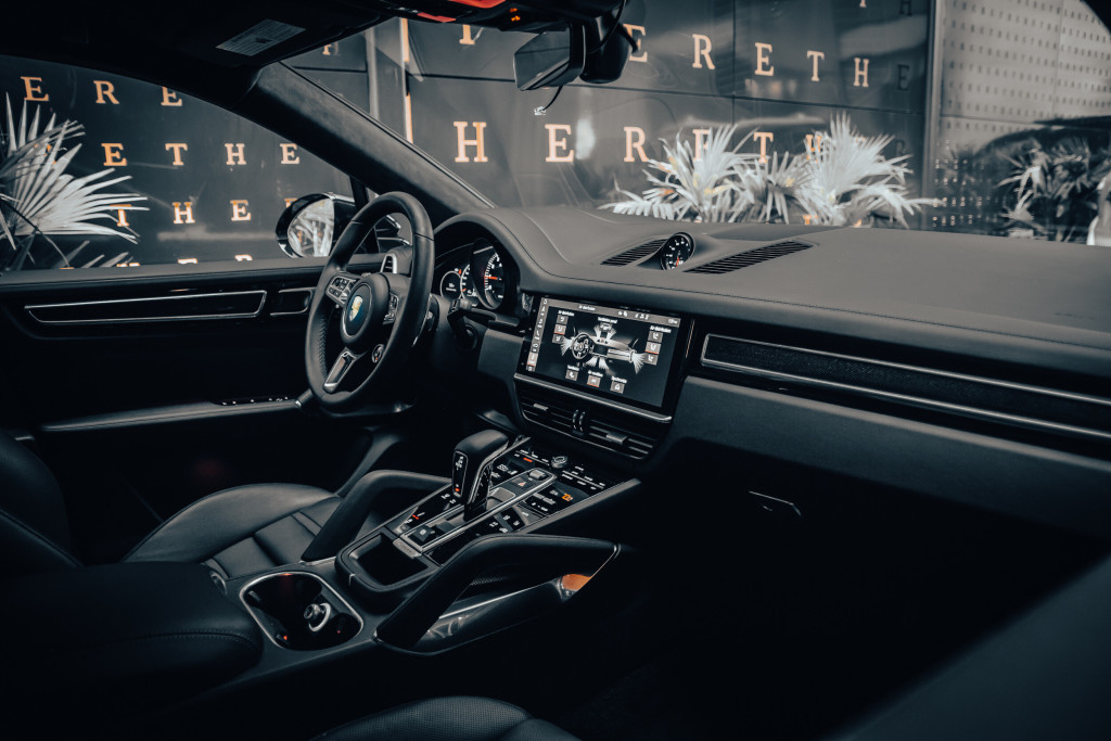 2021 Porsche Cayenne Turbo Coupe in Jet Black Metallic - Dashboard From Passenger’s Window