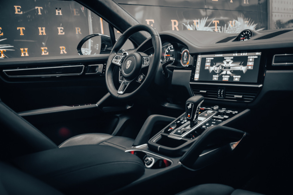 2021 Porsche Cayenne Turbo Coupe in Jet Black Metallic - Cockpit From Passenger’s Seat