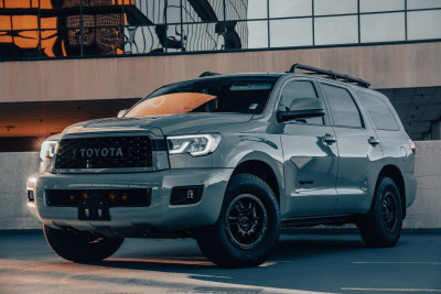2021 Toyota Sequoia TRD Pro in Lunar Rock - Front Driver’s 3/4 View