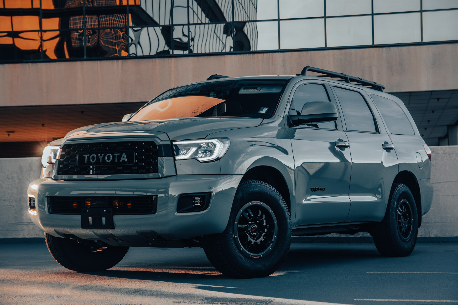 2021 Toyota Sequoia TRD Pro in Lunar Rock Front Driver’s 3/4 View