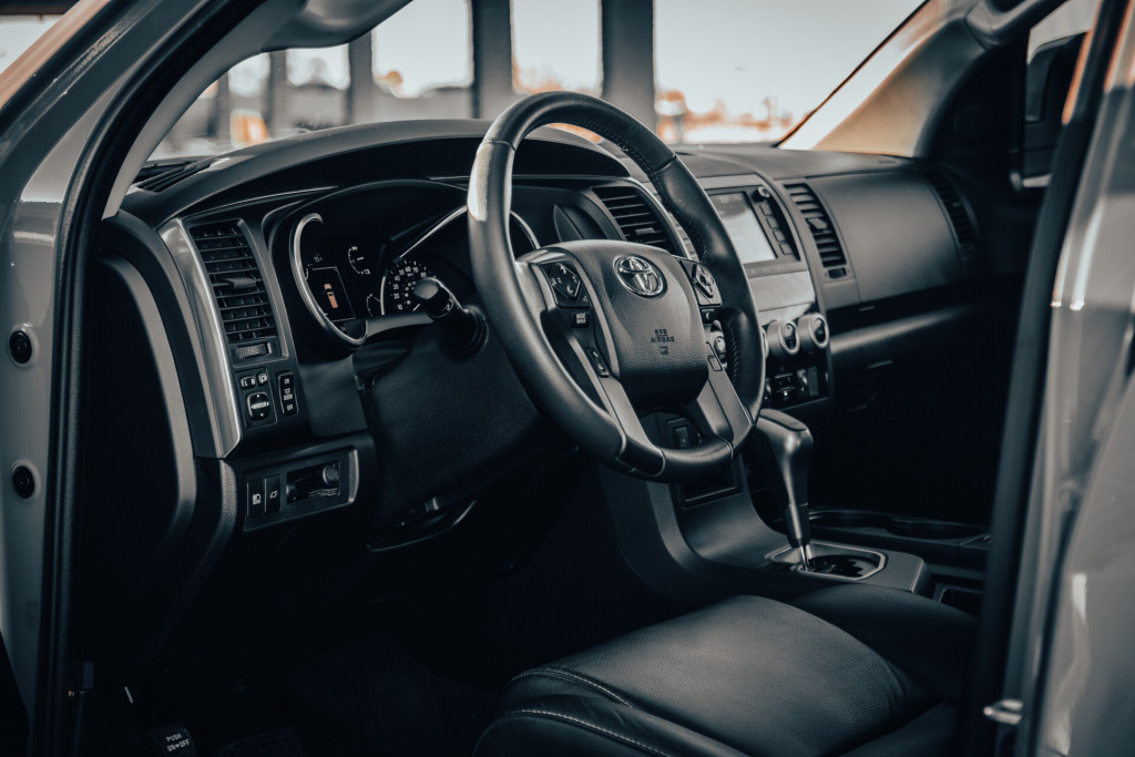 2021 Toyota Sequoia TRD Pro in Lunar Rock - Cockpit From Driver’s Door