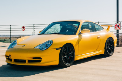 2004 Porsche 911 GT3 in Speed Yellow - Front Driver’s 3/4 View